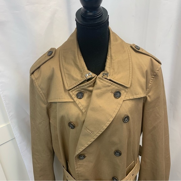 Banana Republic camel tan brown trench coat Sz L NWOT - Picture 4 of 13